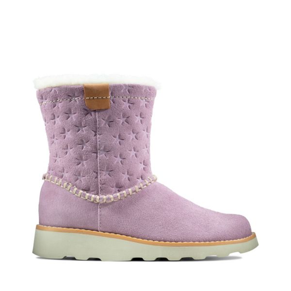 Clarks Girls Crown Piper Kid Casual Shoes Lilac Suede | CA-1069853